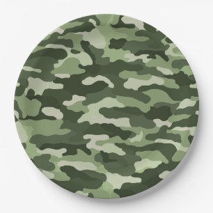 Assiettes En Carton Camouflage vert