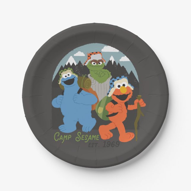 Assiettes En Carton Camp Sesame Street EST. 1969 (Devant)