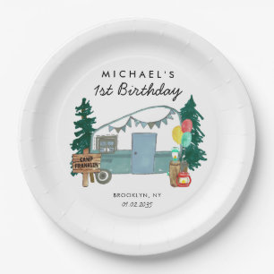 Assiettes En Carton Camper Camper Van Trees Camping 1er anniversaire