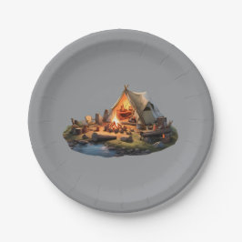Assiettes En Carton Camping Avec Des Amoureux
