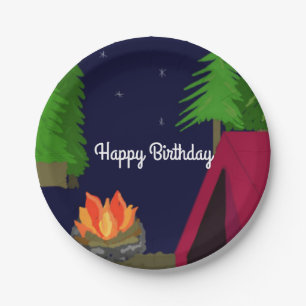 Assiettes En Carton Camping de la Fête d'anniversaire au Crépuscule