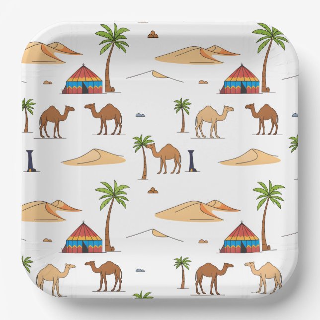 Assiettes En Carton Camping du désert du Sahara marocain (Recto)
