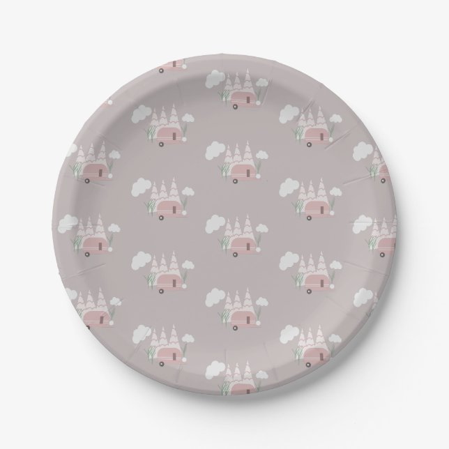Assiettes En Carton Camping extérieur Birthday Boho Papier Plat (Devant)