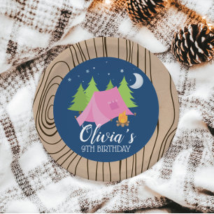 Assiettes En Carton Camping fille Anniversaire Plaques de fête bois ar