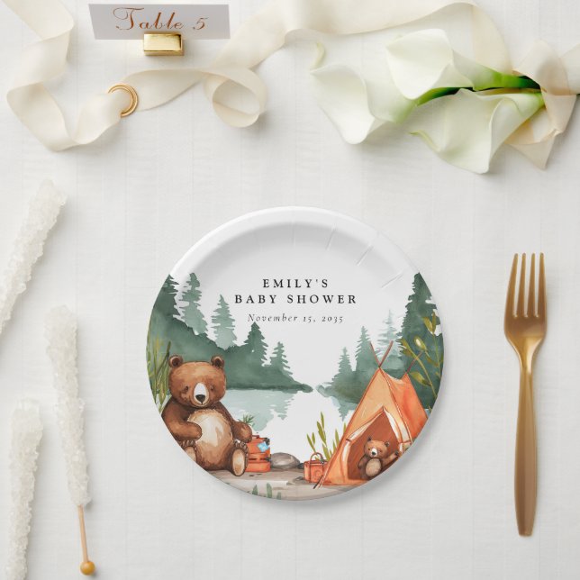 Assiettes En Carton Camping Mountain Baby shower rustique (Mariage)