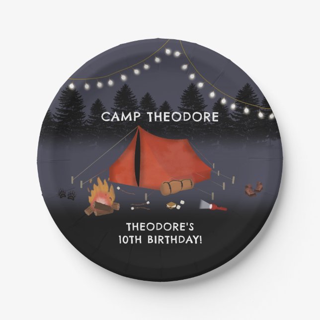 Assiettes En Carton Camping Outdoor Adventure Camping Fête d'anniversa (Devant)