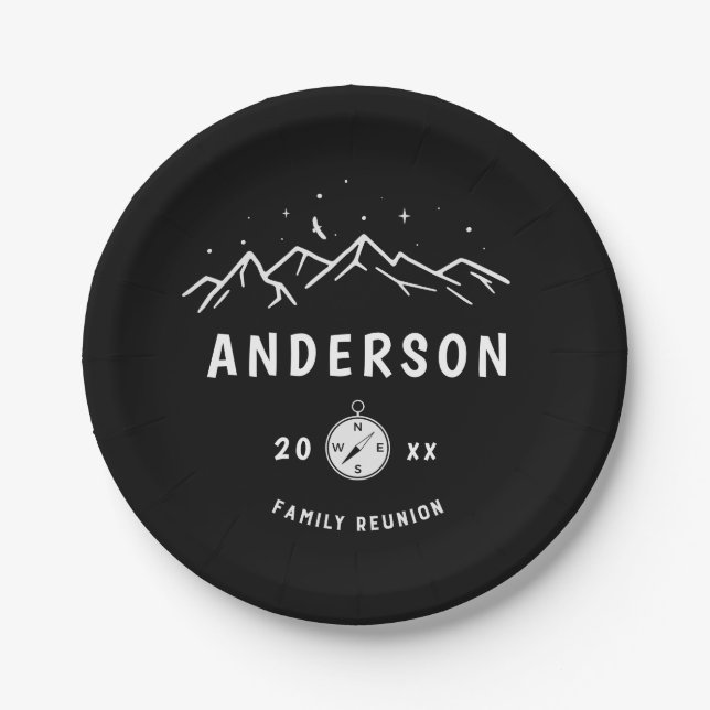 Assiettes En Carton Camping rustique Réunion familiale personnalisée (Devant)