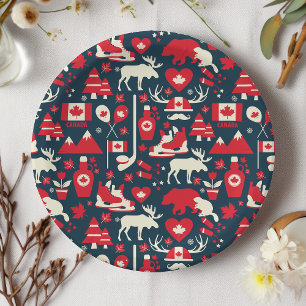 Assiettes En Carton Canada Motif canadien de l'orignal d'hiver de Noël
