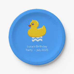 Assiettes En Carton canard en caoutchouc jaune -fête d'anniversaire