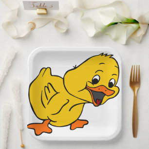 Assiettes En Carton Canard jaune