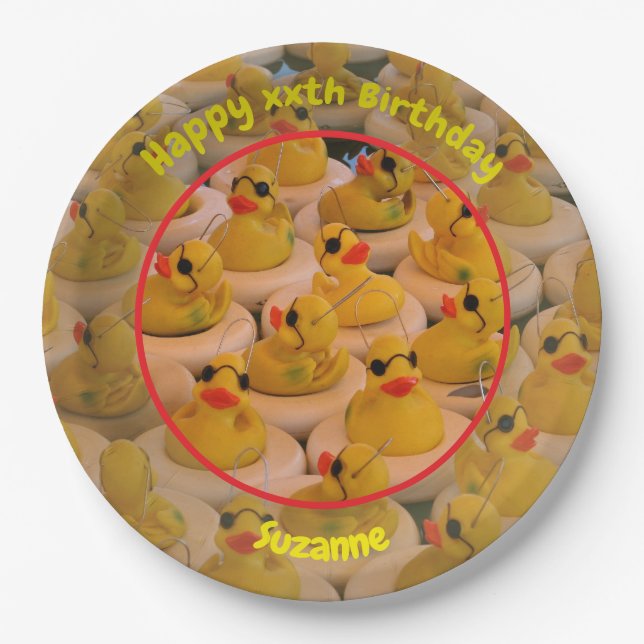 Assiettes En Carton Canards en caoutchouc jaunes Fête d'anniversaire p (Devant)