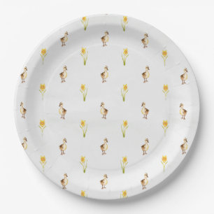 Assiettes En Carton Canards et jonquilles au printemps