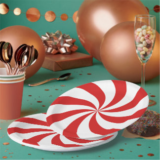 Assiettes En Carton Candy cane swirl