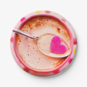 Assiettes En Carton Candy coeur café tasse rose et soucoupe