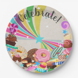Assiettes En Carton Candy et Rainbow Swirl