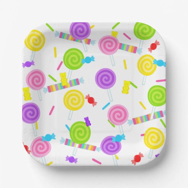 Assiettes En Carton Candy Lollipop Sweet Celebration (Recto)