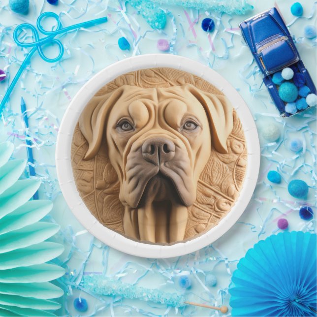 Assiettes En Carton Cane Corso 3D inspiré (Fête)