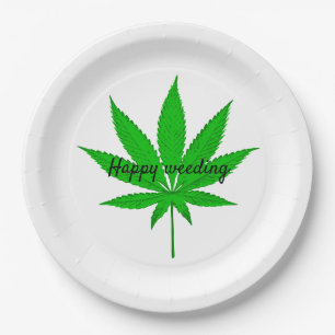 Assiettes En Carton Cannabis, Joyeux jeu de Mariage d'herbe
