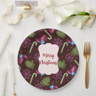 Assiettes En Carton Cannes de Noël et mitaines