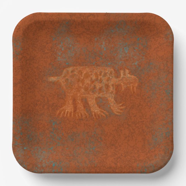Assiettes En Carton Canyons Sud-Ouest Bobcat Petroglyph Design Paper P (Recto)