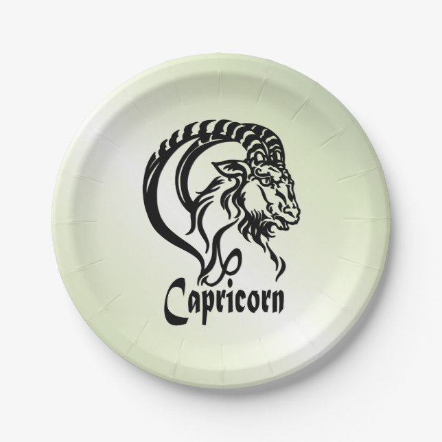 Assiettes En Carton Capricorne Chèvre de mer Zodiac vert (Devant)