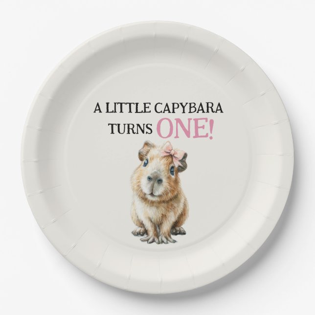 Assiettes En Carton Capybara First Birthday  (Devant)
