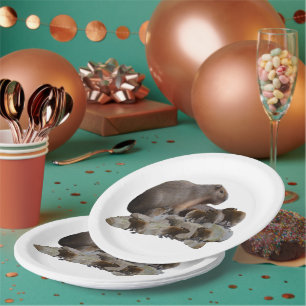 Assiettes En Carton Capybaras De Mère Et De Bébé,
