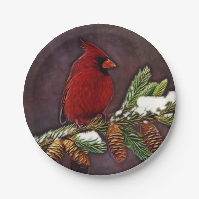 Assiettes En Carton Cardinal et Pinecones (Devant)