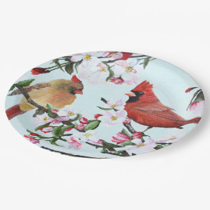 Assiettes En Carton Cardinaux et fleurs d'Apple