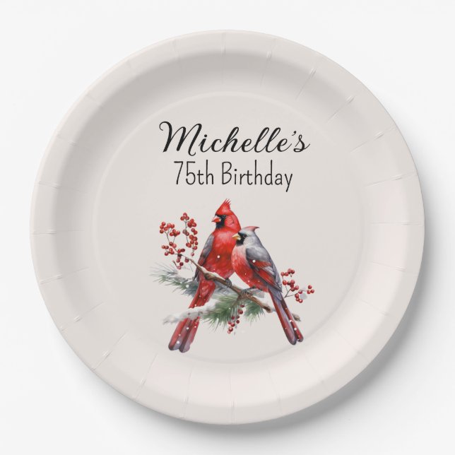 Assiettes En Carton Cardinaux rouges 75e anniversaire (Devant)