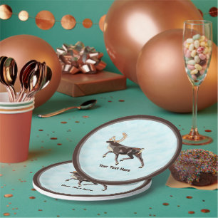 Assiettes En Carton Caribou/Reindeer d'art populaire