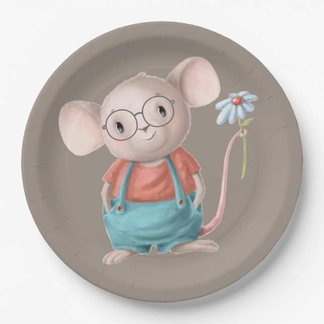 Assiettes En Carton Caricature d'animal mignon de souris (Devant)
