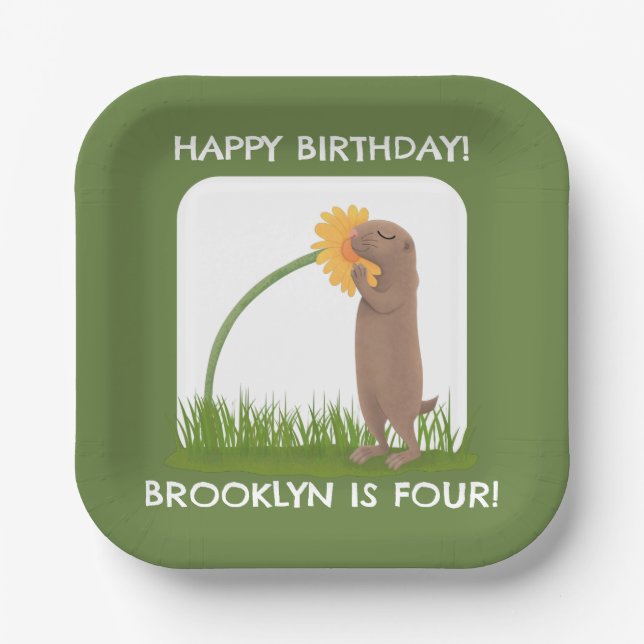 Assiettes En Carton Caricature d'anniversaire personnalisée pour chien (Recto)