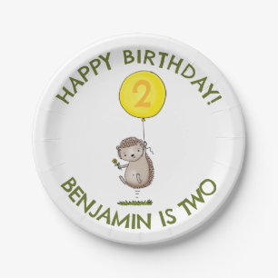 Assiettes En Carton Caricature de hérisson mignon anniversaire personn