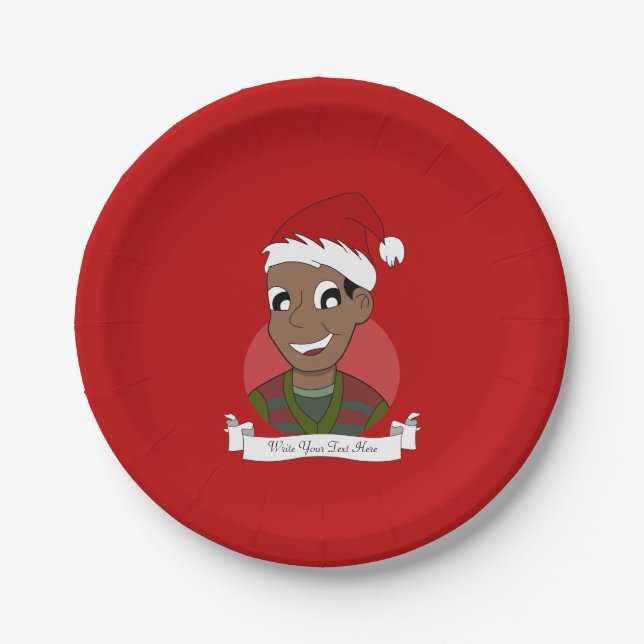 Assiettes En Carton Caricature de Noël (Devant)