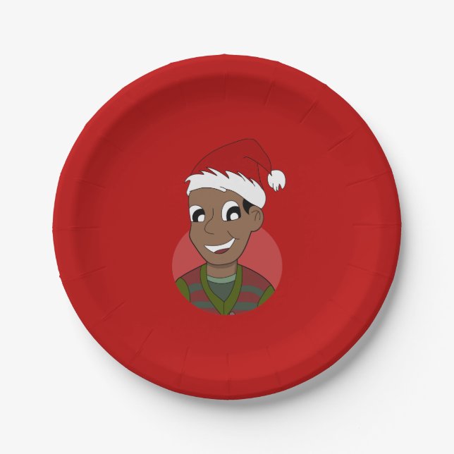 Assiettes En Carton Caricature de Noël (Devant)