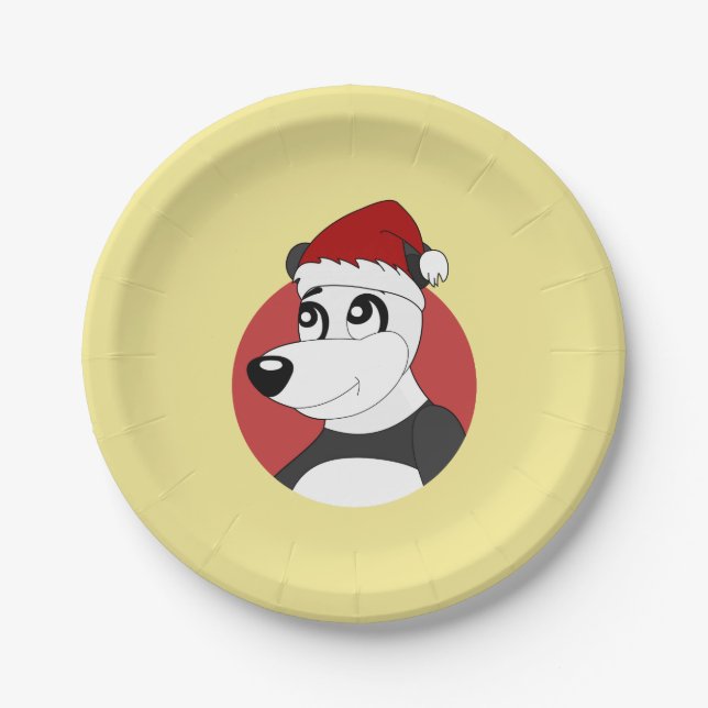 Assiettes En Carton Caricature de Noël avec plaque en papier de panda (Devant)