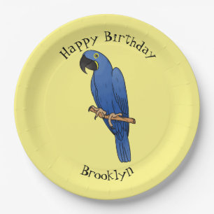 Assiettes En Carton Caricature d'oiseau macaw Hyacinth
