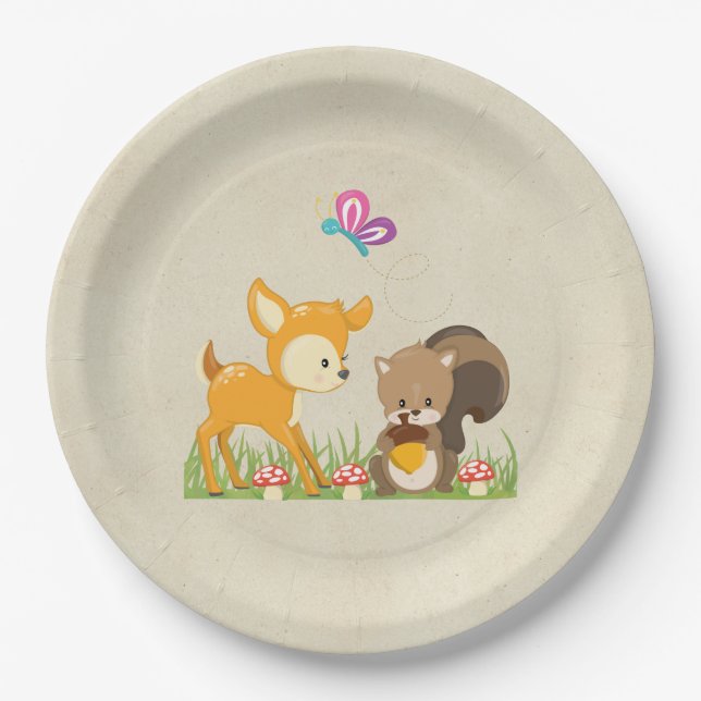 Assiettes En Carton Caricature en bois mignon (Devant)