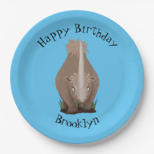 Assiettes En Carton Caricature en élasmère de rhinocéros laineux