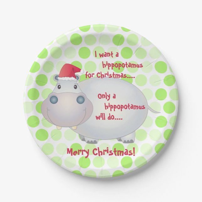Assiettes En Carton Caricature Hippopotamus Hippo Noël Noël Noël Noël  (Devant)