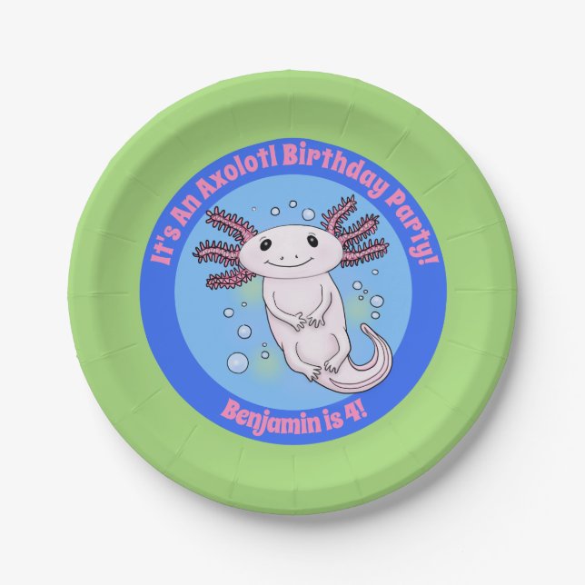 Assiettes En Carton Caricature pour animal de compagnie rose axolotl b (Devant)