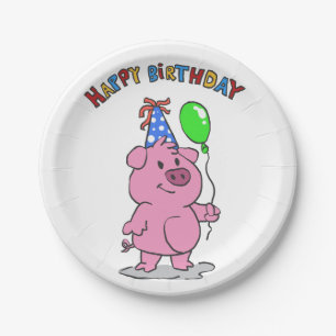 Assiettes En Carton Caricature pour cochon d'anniversaire choisir la