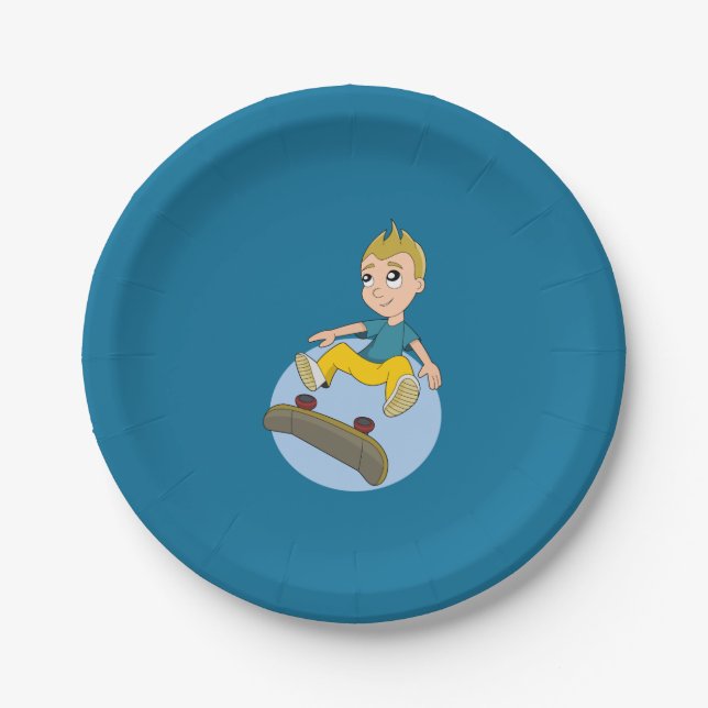 Assiettes En Carton Caricature pour enfants de skateboard (Devant)