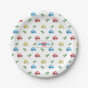 Assiettes En Carton Caricature pour enfants des voitures rouges, bleue