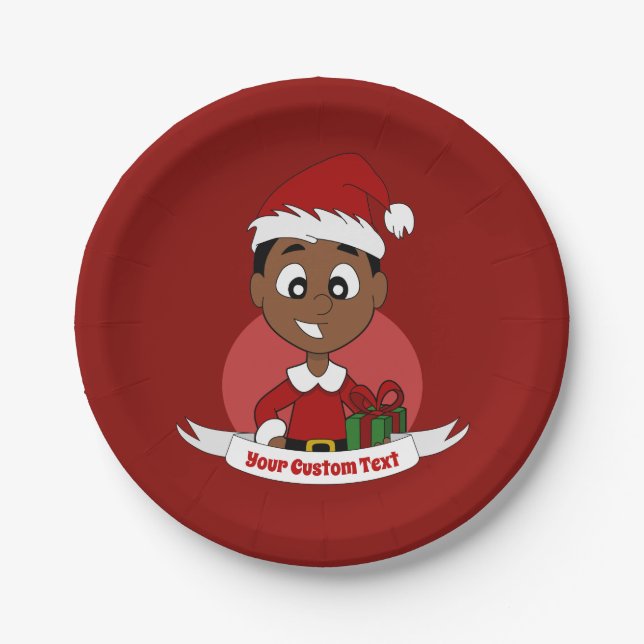 Assiettes En Carton Caricature pour garçon de Noël (Devant)