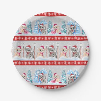 Assiettes En Carton Caricatures de marionnettes moelleuses Noël neige