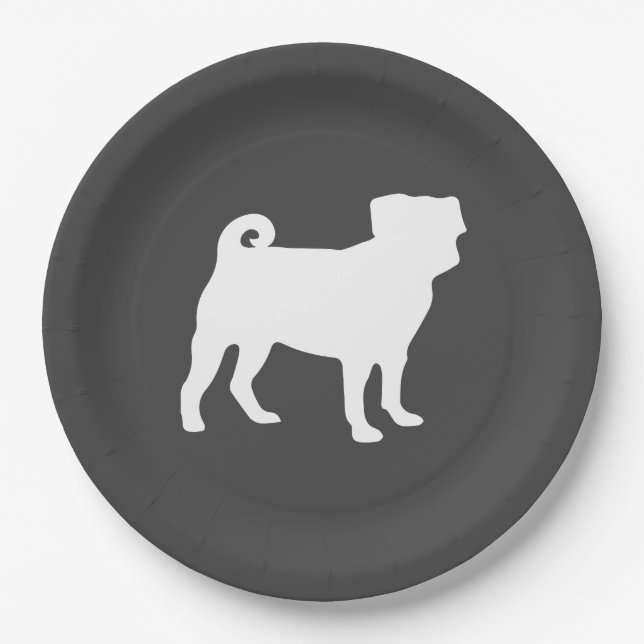 Assiettes En Carton Carlin Chien Baby shower Gris Chiot Chien Neutre G (Devant)