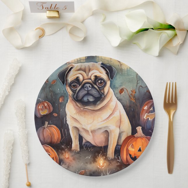 Assiettes En Carton Carlin d'Halloween avec la peur Citrouille (Mariage)