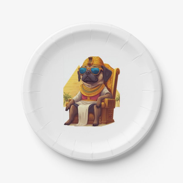 Assiettes En Carton Carlin pharaon � Chien d'Egypte antique (Devant)